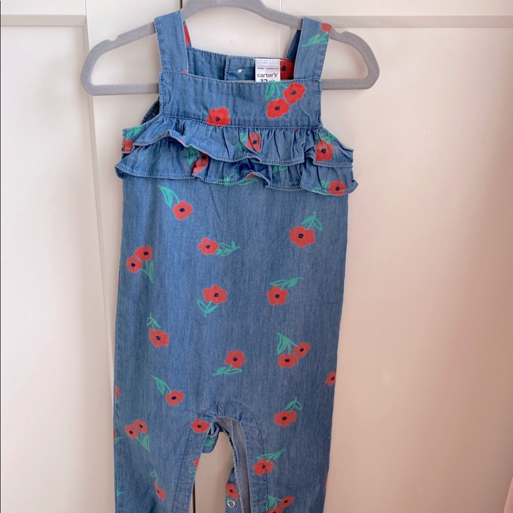 Carter's Red Poppy Denim Overalls (12mos)